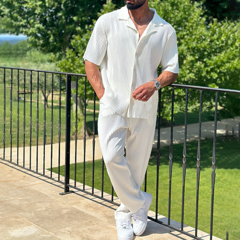 Conjunto de Dos Piezas para Hombre con Camisa de Manga Corta y Pantalón | Ideal para Verano