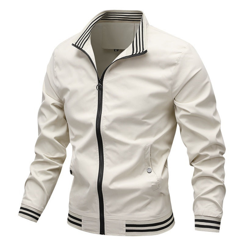 Chaqueta Ligera para Hombre con Cuello Alto y Bolsillos Laterales en Poliéster | Ideal para Primavera y Otoño
