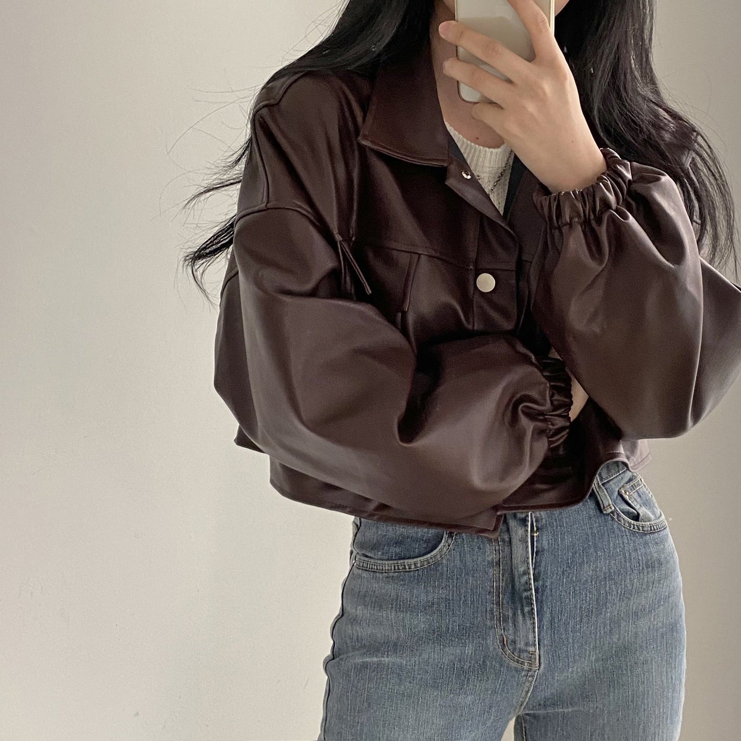 Chaqueta Suelta de Cuero PU | Ideal para Primavera y Otoño