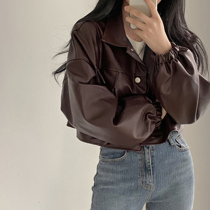 Chaqueta Suelta de Cuero PU | Ideal para Primavera y Otoño