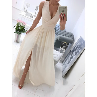Vestido Largo Blanco sin Mangas con Botones de Madera | Ideal para Primavera y Verano