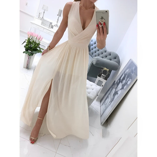 Vestido Largo Blanco sin Mangas con Botones de Madera | Ideal para Primavera y Verano