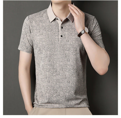 Camisa de Manga Corta en Seda Helada Estampada – Ideal para el Verano