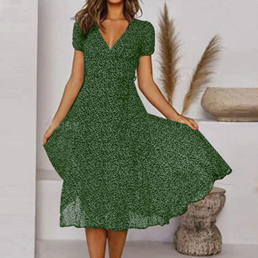 Vestido en Línea A con Escote en V y Falda Fluida | Ideal para Primavera y Verano