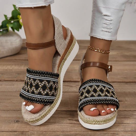Sandalias de Cuña Hueca con Hebilla en el Tobillo | Ideales para el Verano