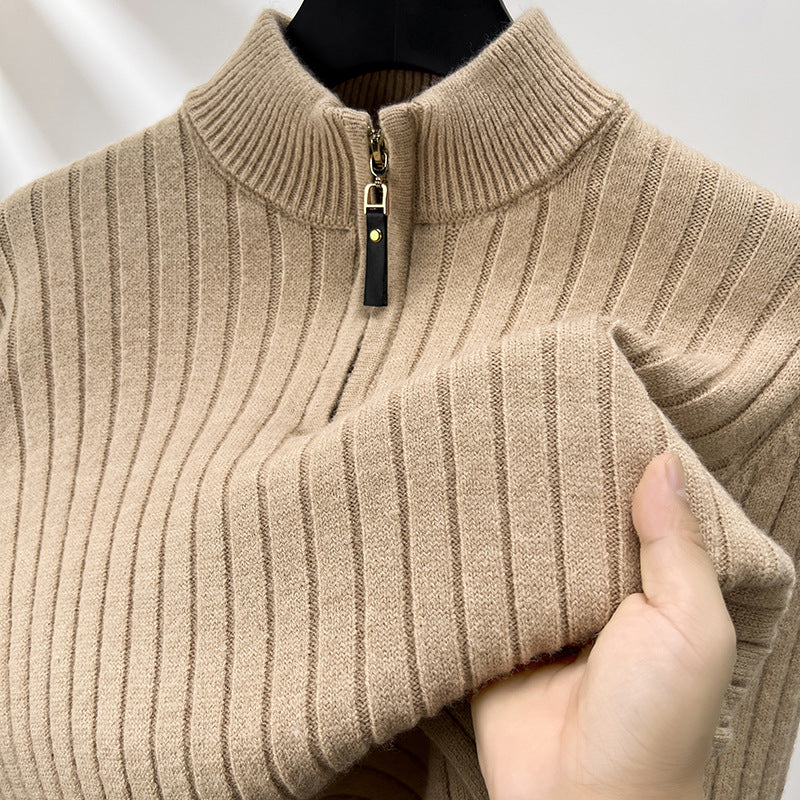 Suéter de Media Cremallera para Hombre con Rayas Verticales, Ideal para Primavera y Otoño