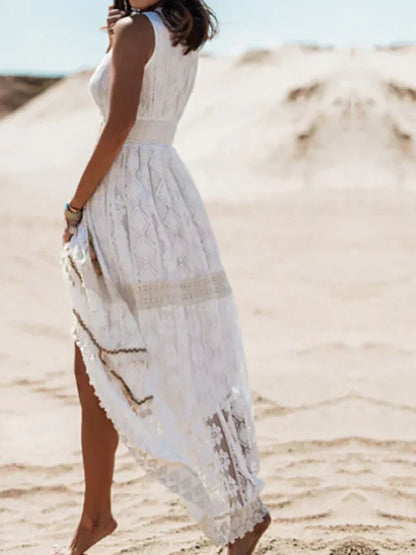 Vestido Maxi Bordado con Detalles de Encaje | Ideal para Primavera y Verano