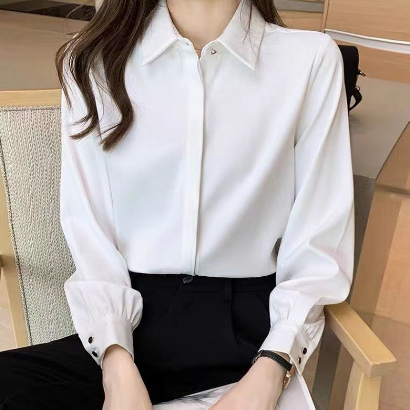 Camisa Blanca de Mujer de Corte Ajustado con Manga Larga | Ideal para Otoño