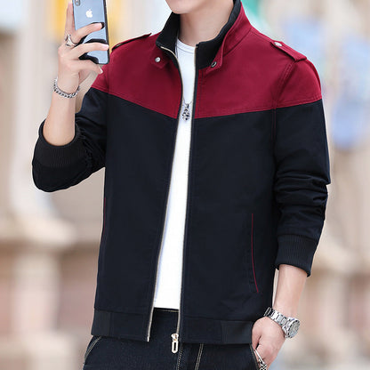 Chaqueta de Algodón con Cuello Alto y Bloques de Color para Hombre | Ideal para Primavera y Otoño