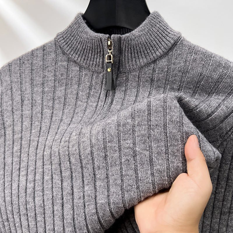 Suéter de Media Cremallera para Hombre con Rayas Verticales, Ideal para Primavera y Otoño