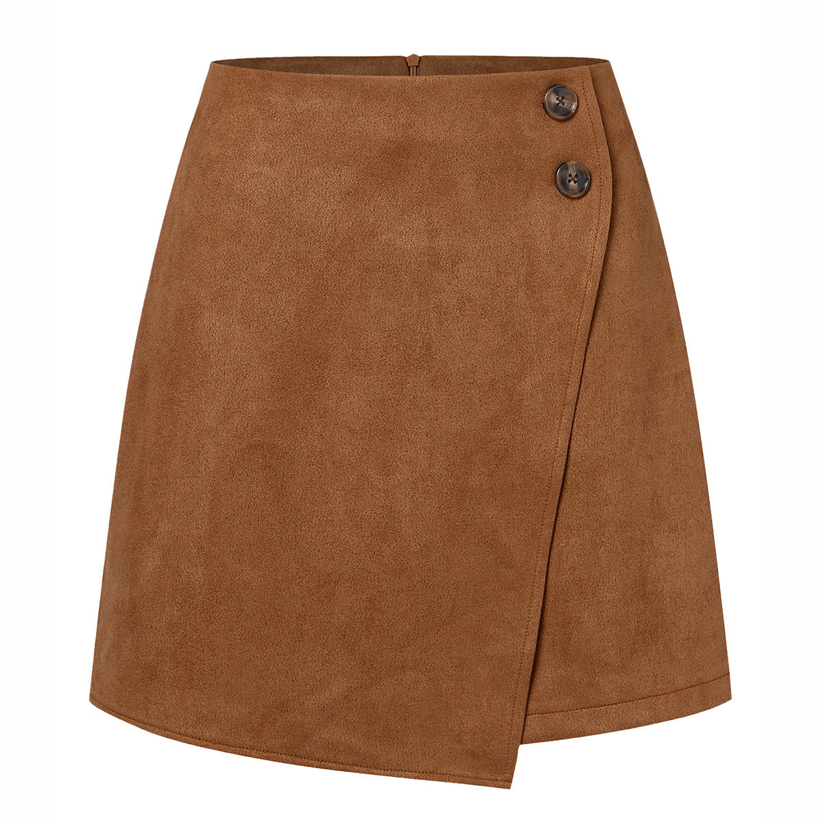 Falda Corta Asimétrica de Tiro Alto en Ante | Ideal para Otoño e Invierno