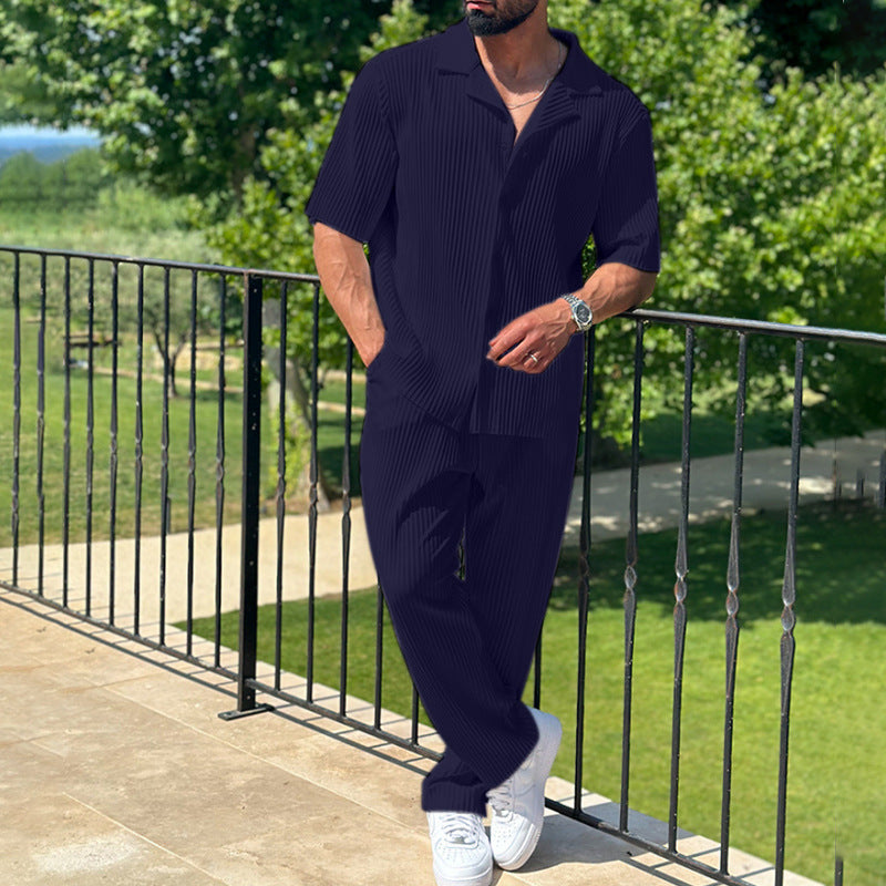 Conjunto de Dos Piezas para Hombre con Camisa de Manga Corta y Pantalón | Ideal para Verano