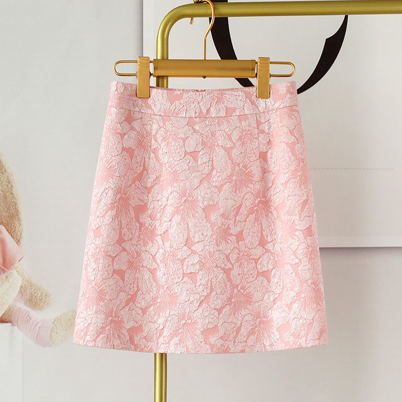 Falda Elegante A-Line de Jacquard con Cintura Alta