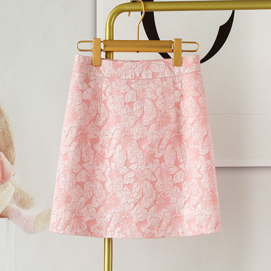 Falda Elegante A-Line de Jacquard con Cintura Alta