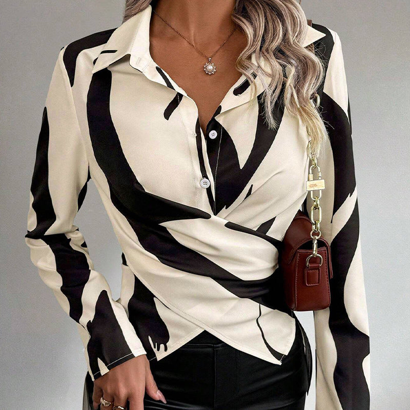 Camisa de Manga Larga con Cruzado de Colores Contrastantes | Ideal para Primavera y Otoño