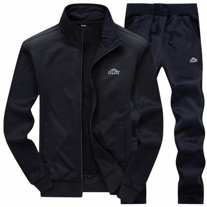 Conjunto de Dos Piezas para Hombre con Cuello Alto Bordado y Mangas Largas | Ideal para Primavera y Otoño