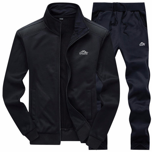 Conjunto de Dos Piezas para Hombre con Cuello Alto Bordado y Mangas Largas | Ideal para Primavera y Otoño