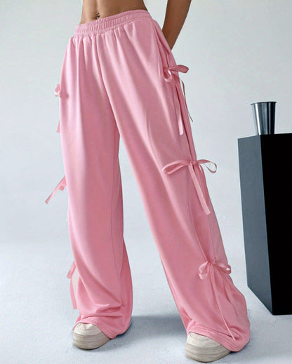 Pantalones rectos de cintura elástica con contraste | Ideales para todas las estaciones