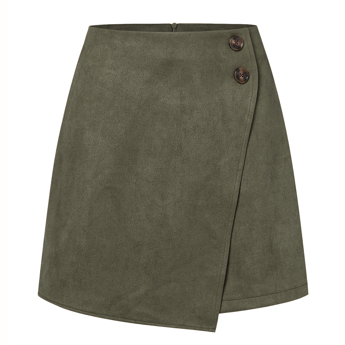 Falda Corta Asimétrica de Tiro Alto en Ante | Ideal para Otoño e Invierno