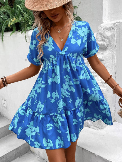 Vestido con Mangas Murciélago y Dobladillo con Volantes con Estampado | Ideal para Primavera y Verano