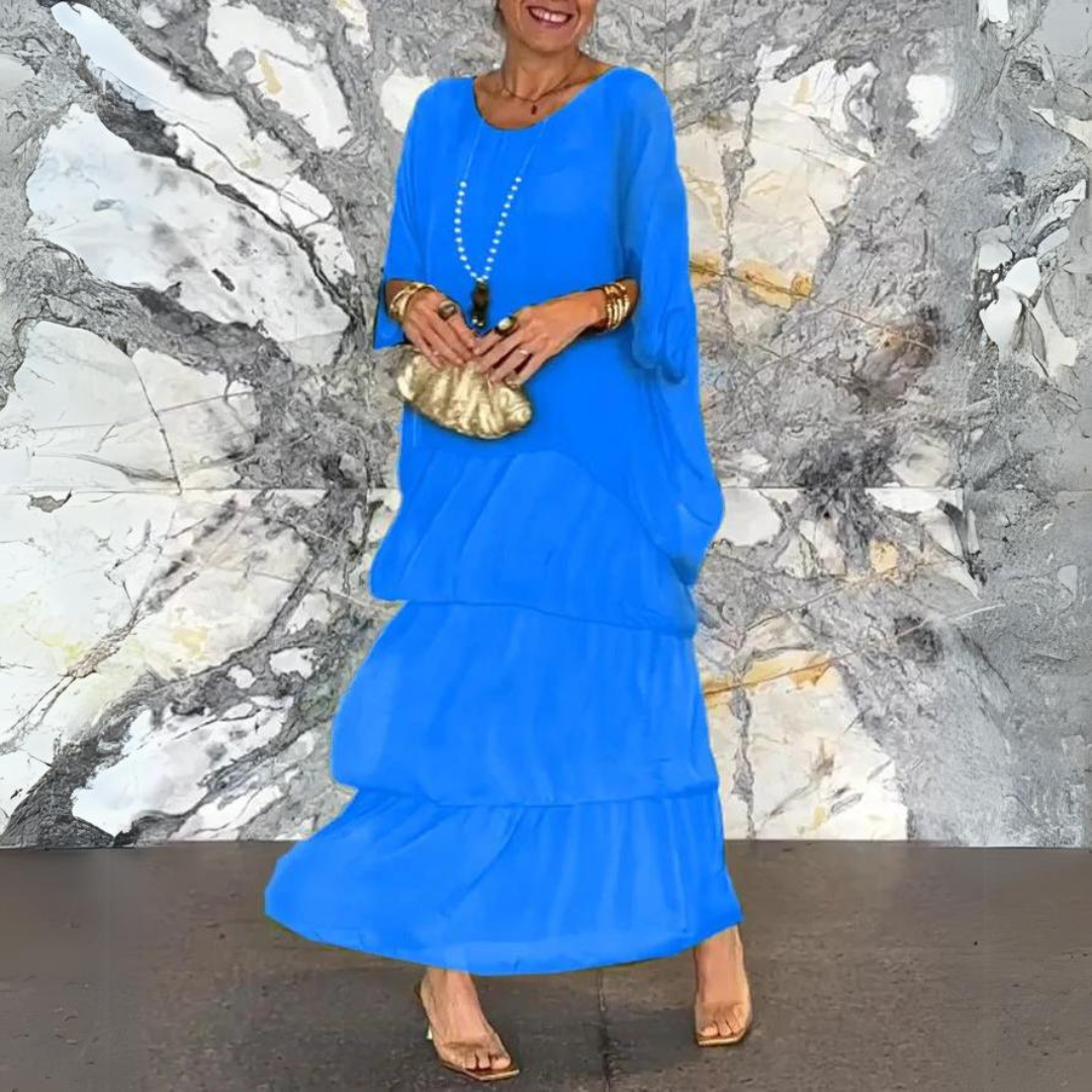 Vestido Largo de Gasa con Ajuste Elegante | Ideal para Primavera y Verano