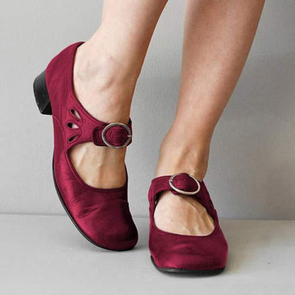 Sandalias de cuña de cuero con hebilla ajustable I Ideales para el verano
