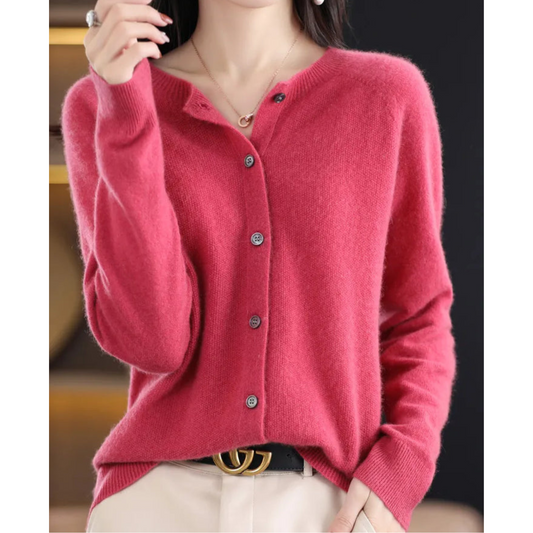 Cárdigan de punto suave con cuello redondo I Ideal para otoño e invierno