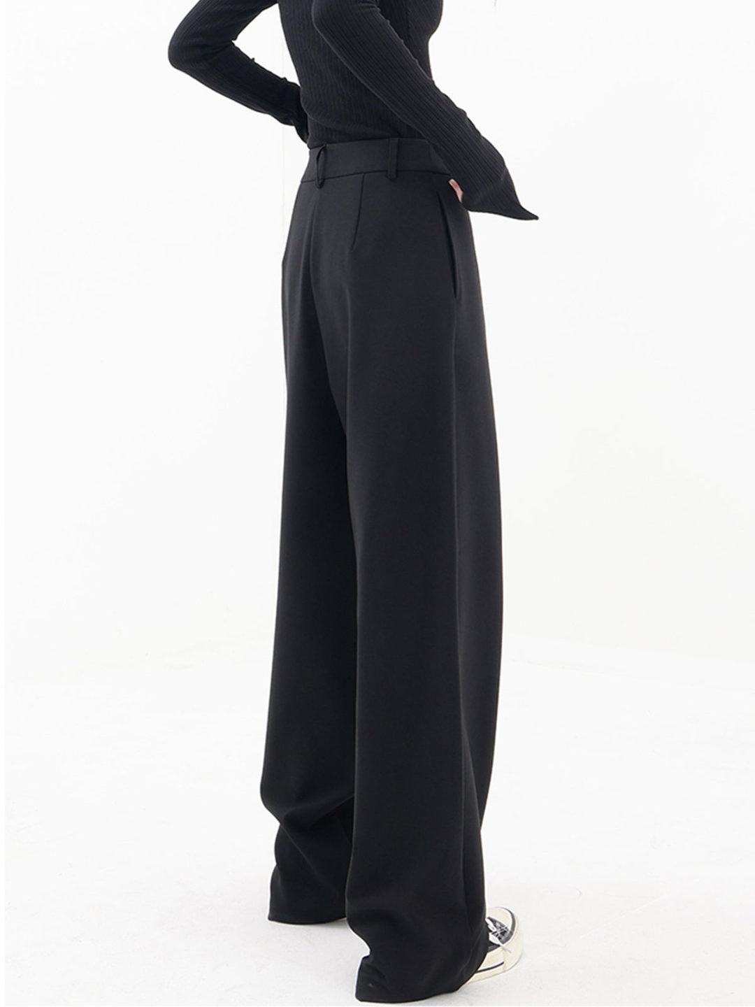 Pantalones anchos de cintura alta con botón asimétrico I Ideales para primavera y otoño