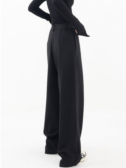Pantalones anchos de cintura alta con botón asimétrico I Ideales para primavera y otoño