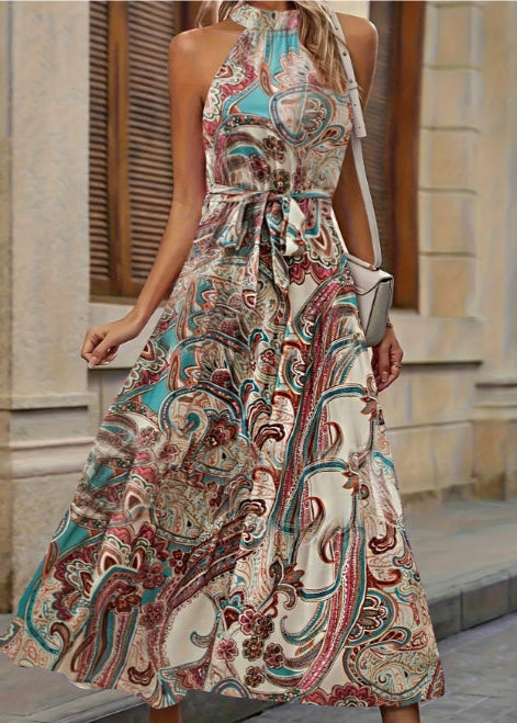 Vestido Bohemio de Cintura Alta con Mangas Largas | Ideal para Primavera y Verano