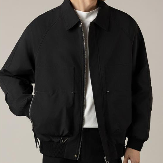 Chaqueta corta de solapa holgada para hombre con bolsillos laterales | Ideal para primavera y otoño
