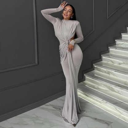 Vestido de Manga Larga Ajustado para Mujer con Detalles de Calado | Ideal para Primavera y Otoño