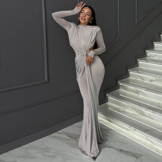 Vestido de Manga Larga Ajustado para Mujer con Detalles de Calado | Ideal para Primavera y Otoño