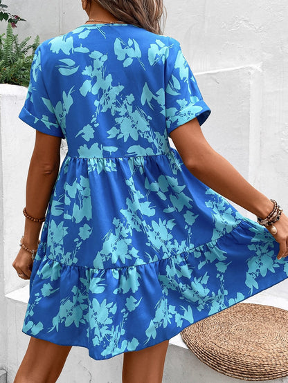 Vestido con Mangas Murciélago y Dobladillo con Volantes con Estampado | Ideal para Primavera y Verano