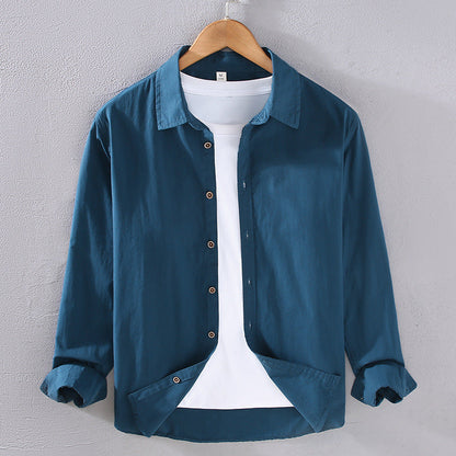 Camisa de Manga Larga para Hombre en Algodón Fino – Ideal para Primavera y Otoño