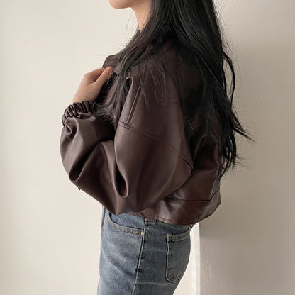 Chaqueta Suelta de Cuero PU | Ideal para Primavera y Otoño