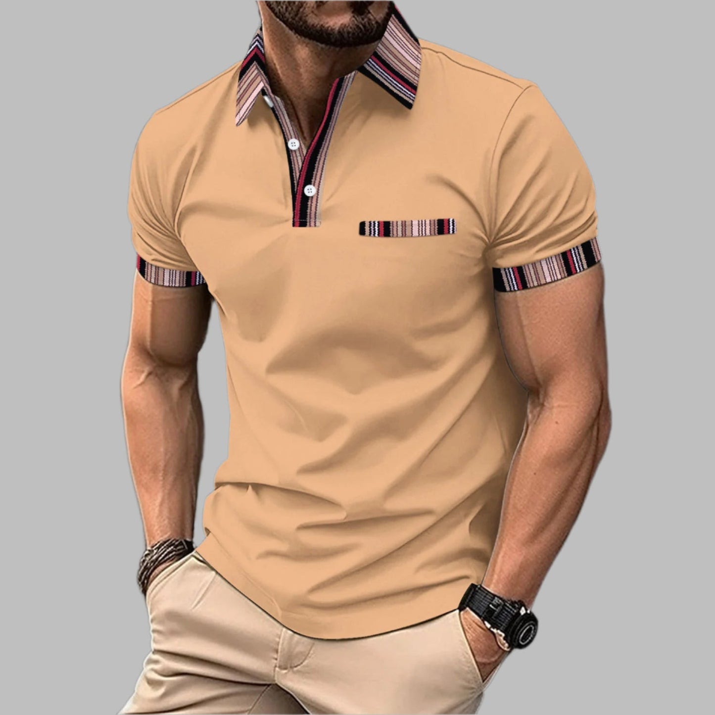 Camiseta de Manga Corta con Cuello Impreso y Botones – Ideal para Verano