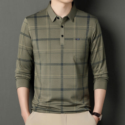 Camiseta de Polo de Manga Larga para Hombre con Cuello y Rayas – Ideal para Otoño