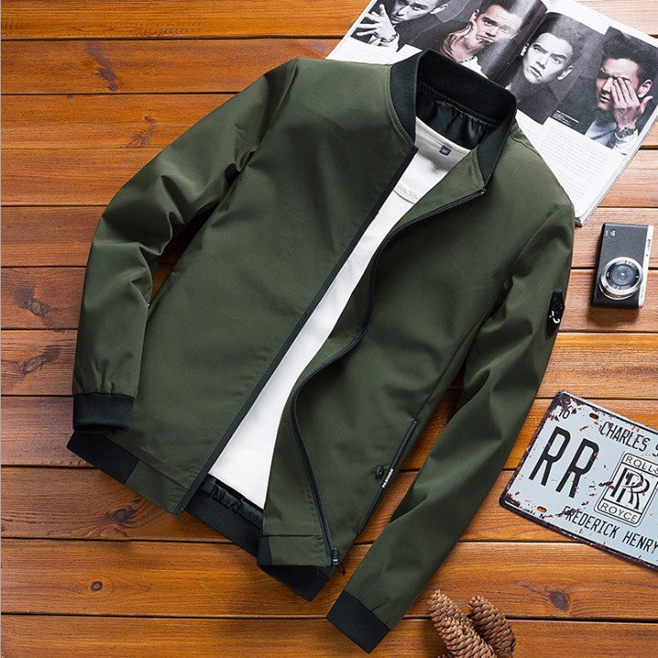 Chaqueta Ligera de Color Sólido para Hombre Ajustada | Ideal para Primavera y Otoño