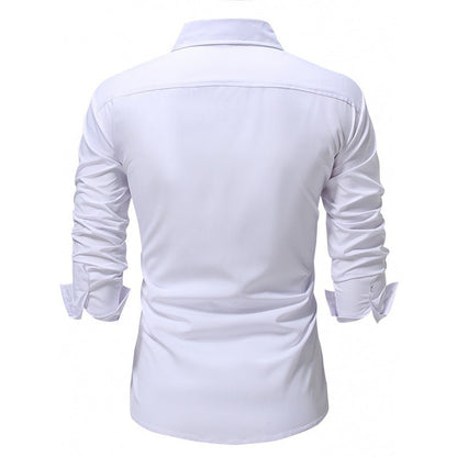 Camisa de Negocios Manga Larga Color Sólido Ideal para Primavera y Otoño