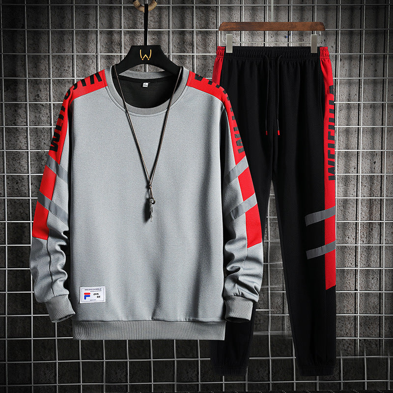 Jersey con Cuello Redondo y Pantalón Largo Deportivo a Bloques de Color – Ideal para Primavera y Otoño