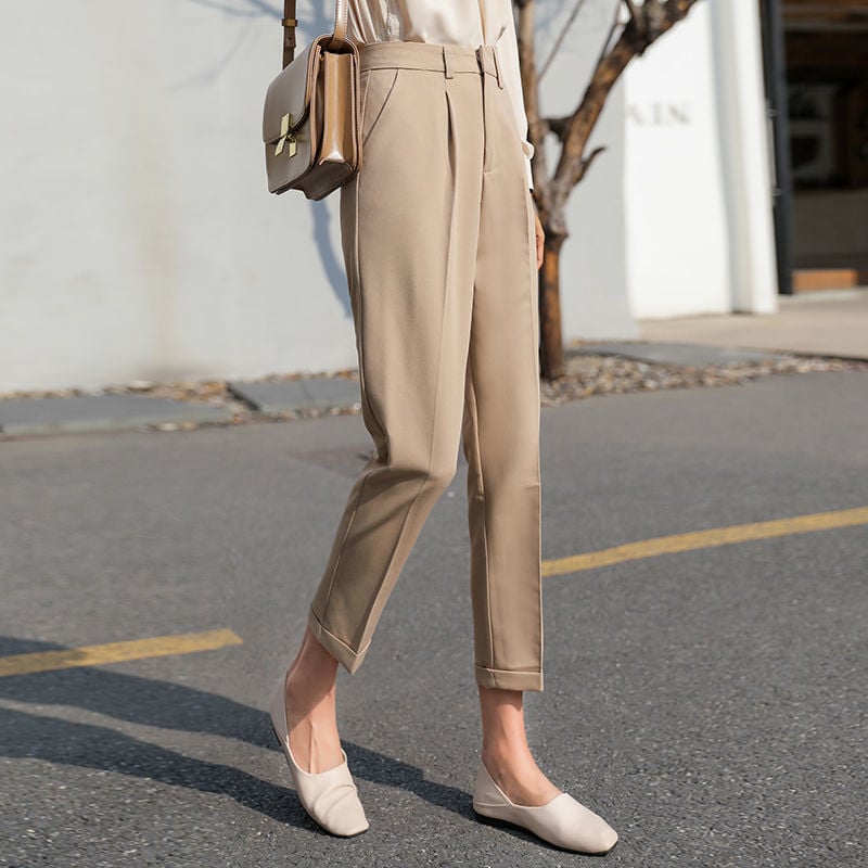 Pantalones Tapered de Tiro Alto con Pliegues | Ideales para Todas las Estaciones