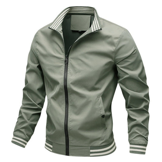 Chaqueta Ligera para Hombre con Cuello Alto y Bolsillos Laterales en Poliéster | Ideal para Primavera y Otoño