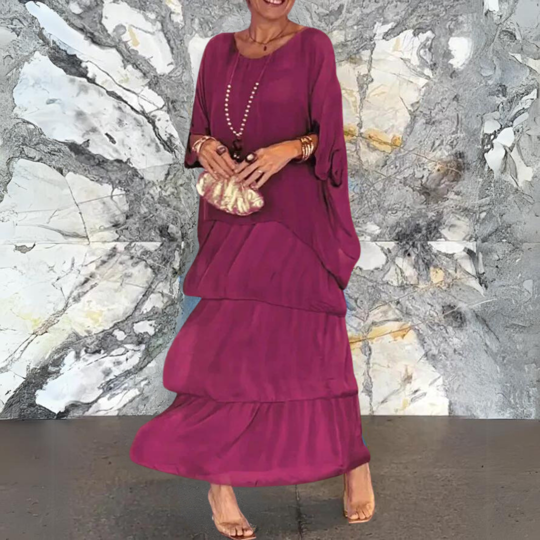 Vestido Largo de Gasa con Ajuste Elegante | Ideal para Primavera y Verano