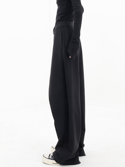 Pantalones anchos de cintura alta con botón asimétrico I Ideales para primavera y otoño