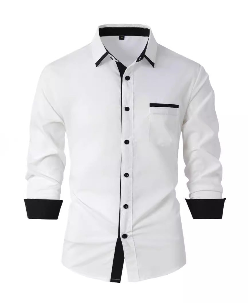 Camisa de Negocios Slim de Rayas en Algodón Ideal para Primavera y Otoño