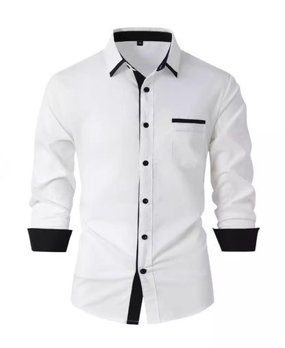 Camisa de Negocios Slim de Rayas en Algodón Ideal para Primavera y Otoño
