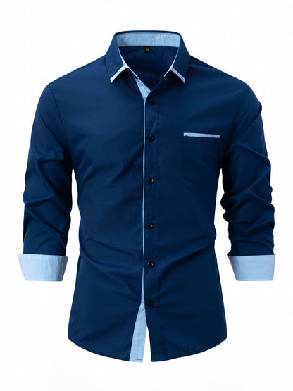 Camisa de Negocios Slim de Rayas en Algodón Ideal para Primavera y Otoño