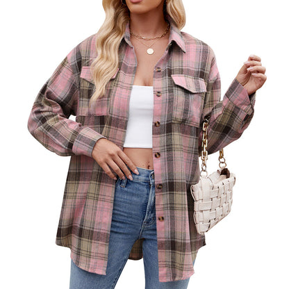 Camisa Holgada de Cuadros con Botones y Bolsillos | Ideal para Primavera y Otoño