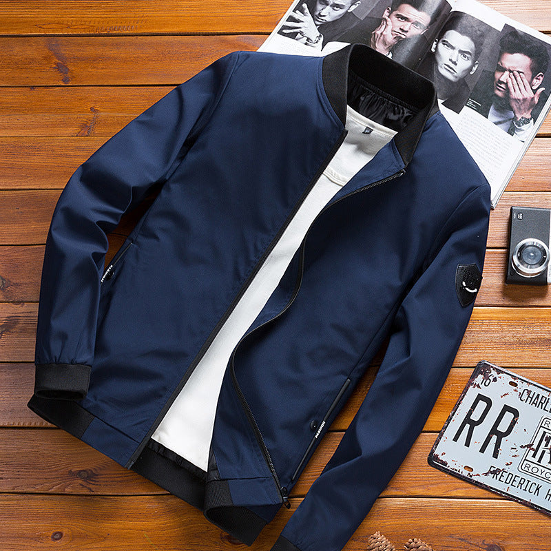Chaqueta Ligera de Color Sólido para Hombre Ajustada | Ideal para Primavera y Otoño